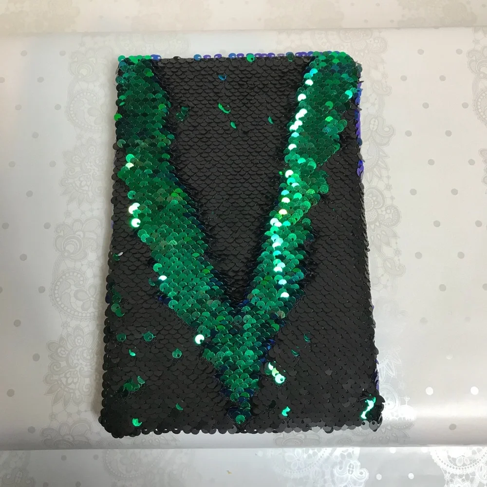 Journal Sequins Changing Color Green Black Glitter